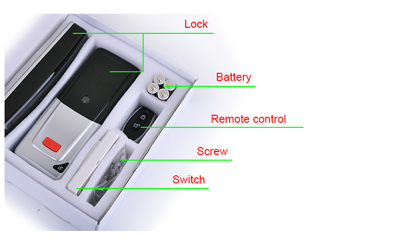 180 Degree Door Opening Electric Wireless Lock With Remote Controller
