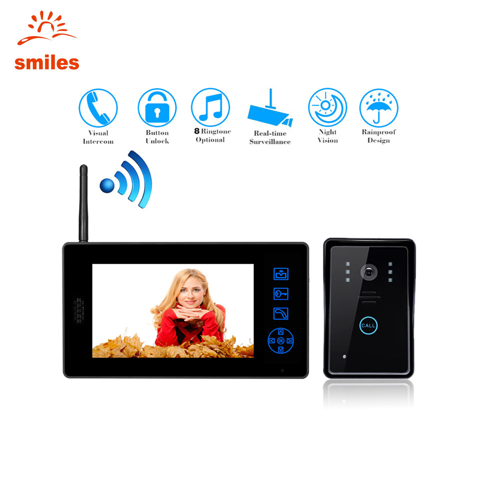 Weatherproof 7 inch Multi Apartments Wireless Video Door Phone 