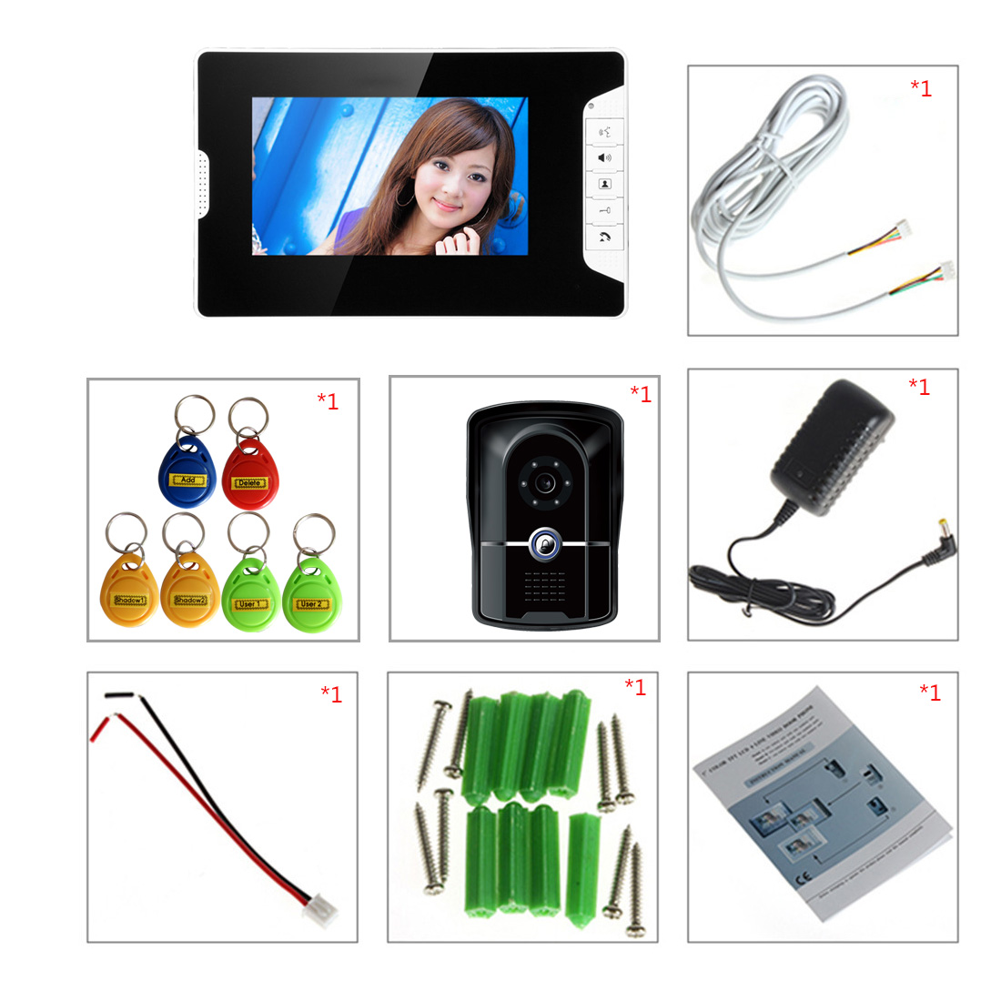  Video Door Phone Intercom Kit Night Vision With RFID Card Reader