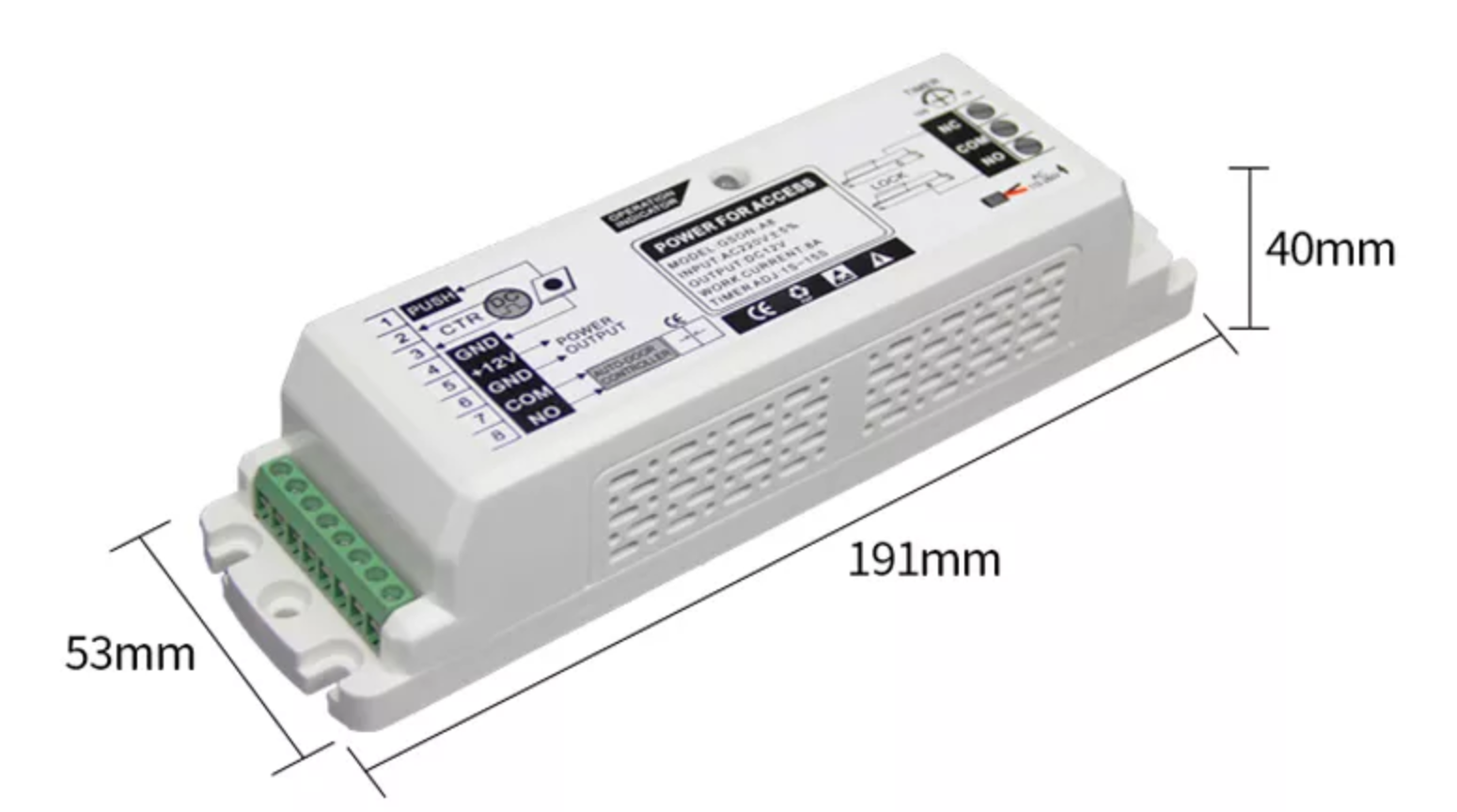 DC12V 8A Access Control Power Supply With 0-15 Seconds Time Delay